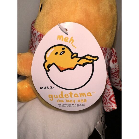 Sanrio Gudetama Winter Scarf Plush Lazy Egg Cuddly Stuffed Plush 8" NWT - Picture 2 of 10
